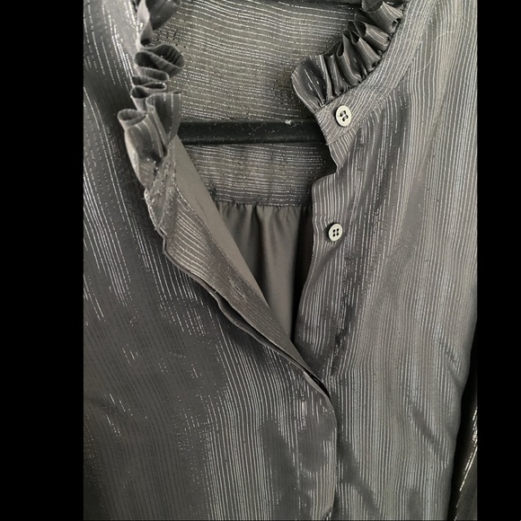 Longchamp glitter blouse L button-up puff-sleeve - Picture 5 of 7